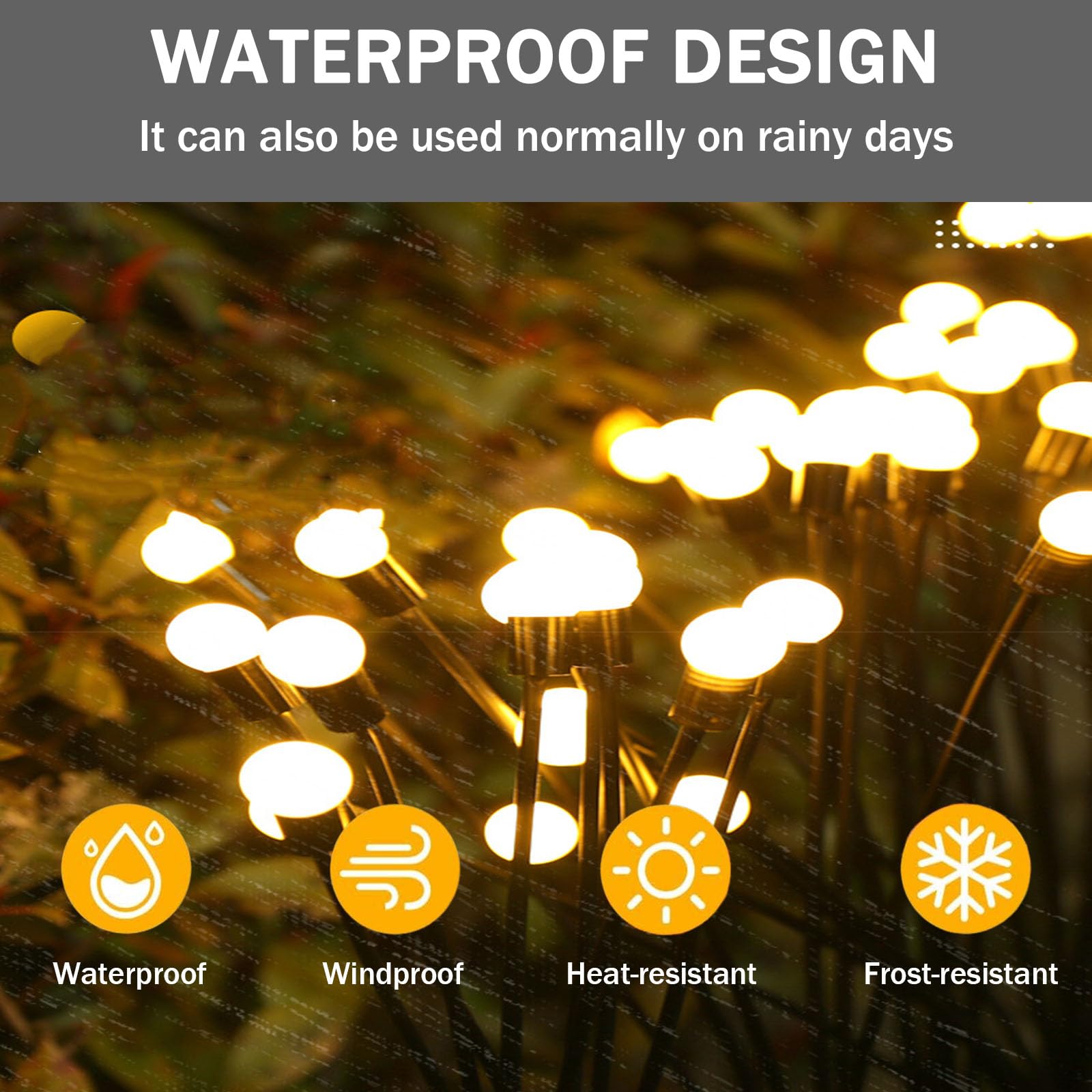Mateju Solarleuchten Solarlampen für Außen Garten, IP65 Wasserdicht LED Lampen Gartenfackeln Beleuchtung Wetterfeste Wegleuchte für Weg Hinterhöfe Rasen Balkon Deko, Glühwürmchen (Warmweiß,10 Stück)