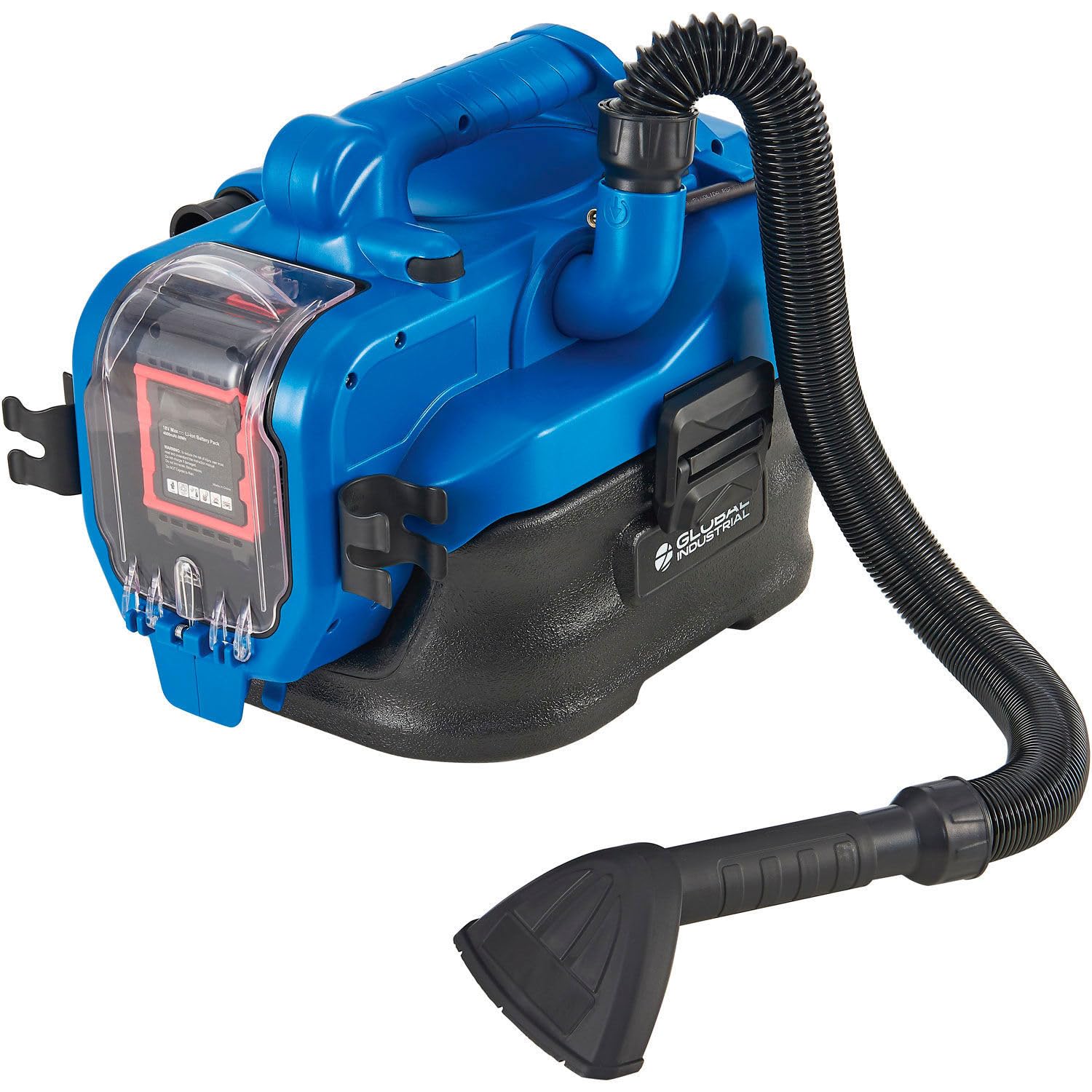 Global Industrial Battery Powered HEPA Wet/Dry Vacuum with Air Inflate Adapter, 2 Gallon Capacity