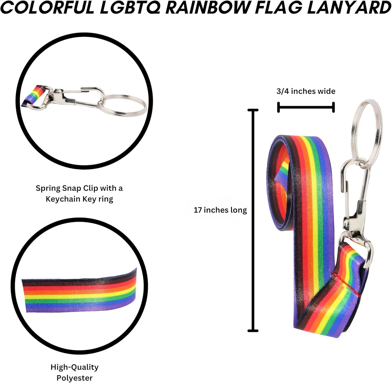 Colorful LGBTQ Flag Lanyard - Gay Pride LGBTQ Badge Holders for Pride Parades and Events image 3