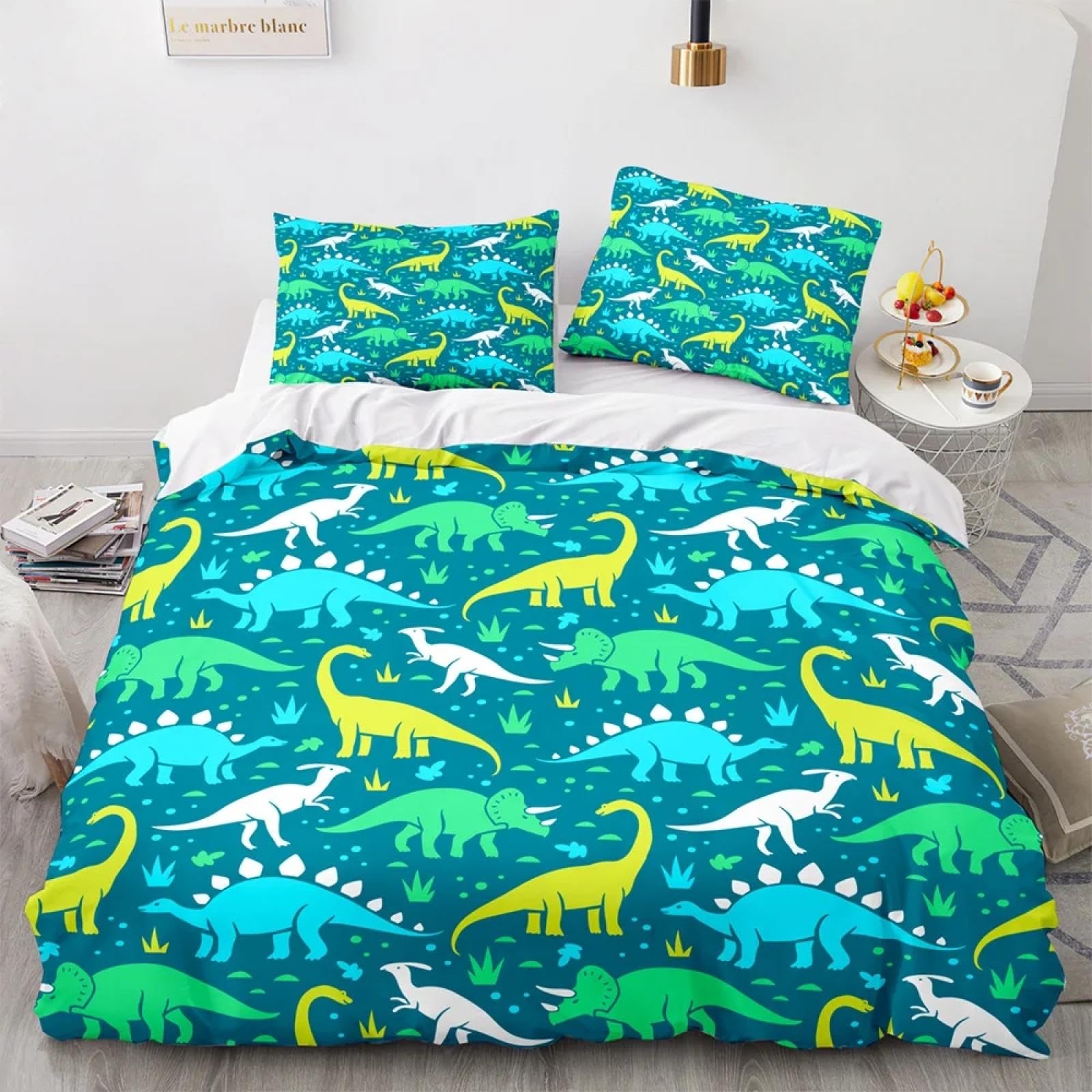 Parure de lit Dinosaure en Polyester pour Enfants, Housse de Couette, Dessin animé, Motif Dinosaure, Double, King, garçon, Mignon, Ancien Animal, 200 x 200 cm + 50 x 80 cm x 2