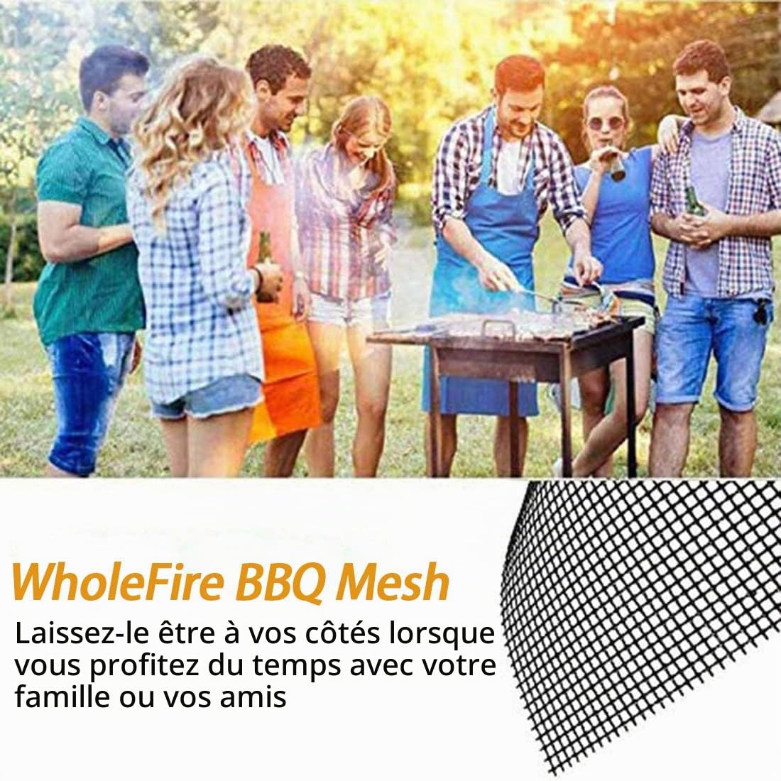 Tapis de Barbecue Anti-adhésifs Réutilisables 40 x 33cm Grille Barbecue