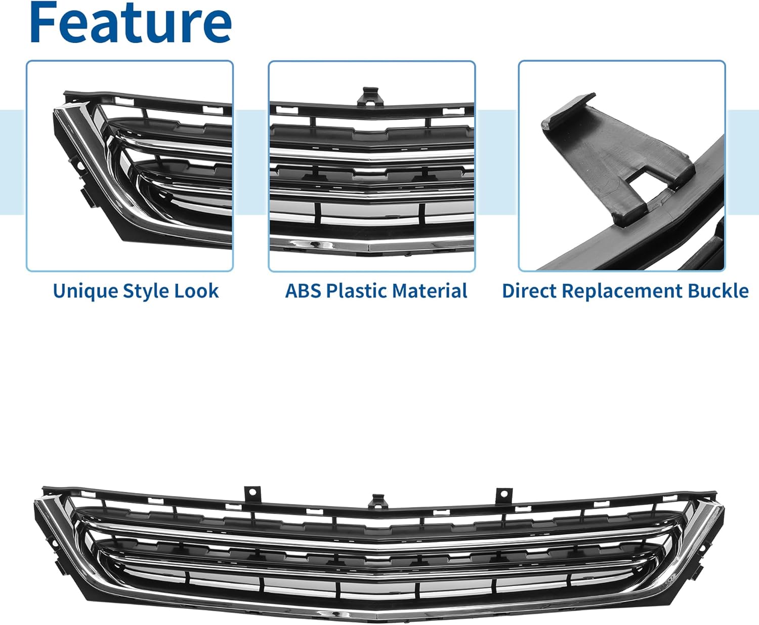 X AUTOHAUX No.23455348 Front Lower Hood Bumper Grille Grill Fog Light Grille Cover for Chevrolet Impala 2014-2020 Front Lower Bumper Kidney Grille Grill Chrome Silver Tone Black 1 Set