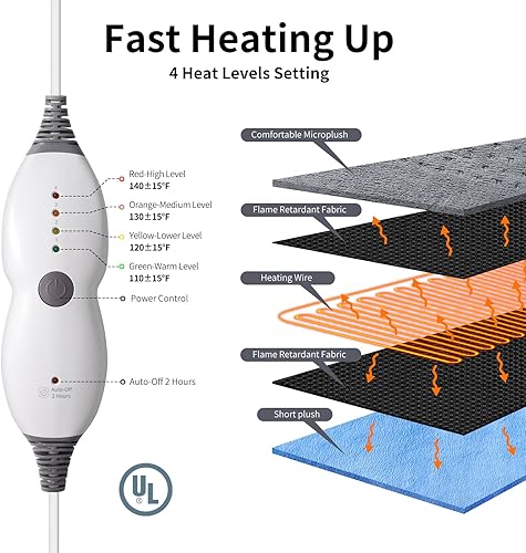 Miniatura 5 de ABYON Almohadilla térmica eléctrica para espalda, cuello, hombros y calambres, proporciona calor de penetración profunda para aliviar el dolor