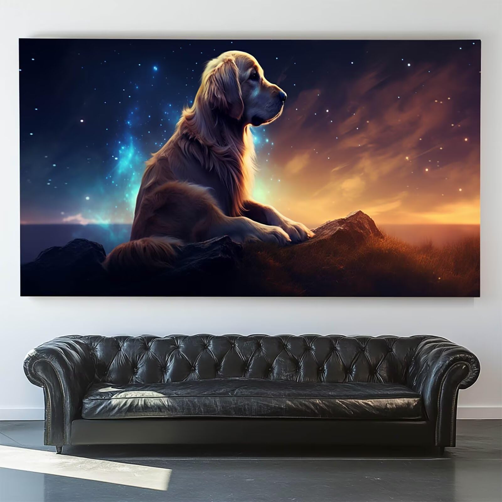 Pintar por Numeros Adultos Cielo estrellado, Pintar por Numeros Niños Kit Manualidades Adultos Perro Cuadros para Pintar por Numeros Pintura Acrílico, Cuadros Decoracion Salon Modernos 80X160cm 7w-4-5