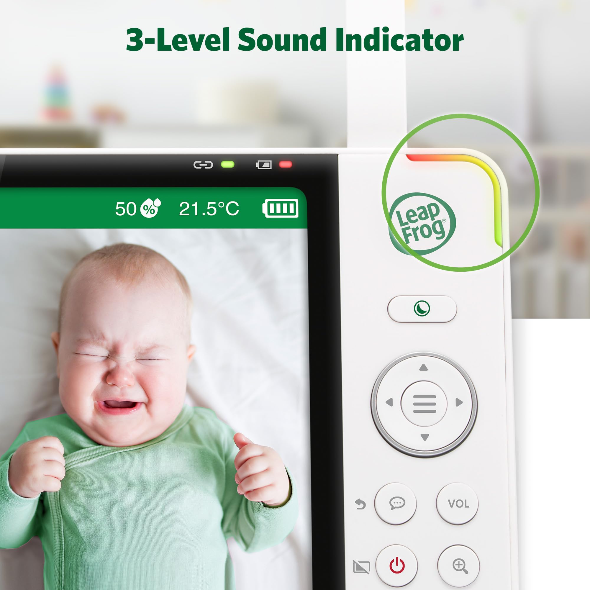 Leapfrog LF3917HD Smart WiFi Video Baby Monitor with Camera & Audio,Remote Camera Pan-Tilt-Zoom,7" HD 720p Display,110 Wide-angle view,Color Night Vision,Adaptive Touch Color Night Light,Two way talk - Image 4