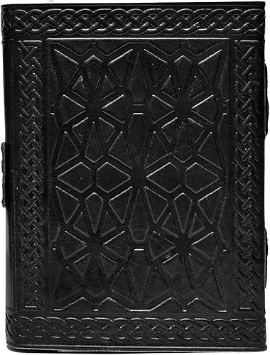 Miniatura 29 de cuero Diario de cuero vintage con relieve de lapiz azul de 3 lunas para hombres y mujeres, 140 páginas, papel vintage antiguo hecho a mano, diario