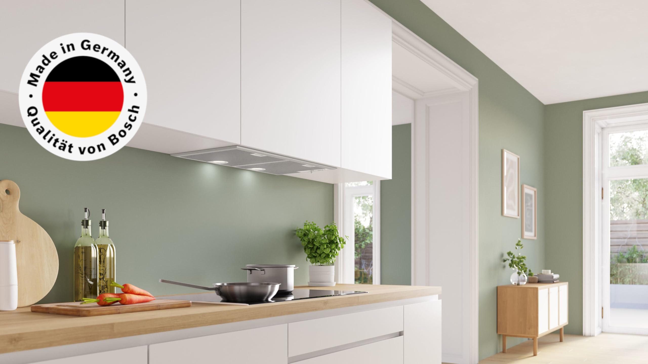Bosch Serie 4 Lüfterbaustein 75 cm DHL755BM LED-Beleuchtung Abluft Umluft Metallfettfilter Silber metallic