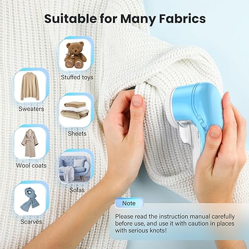Miniatura 6 de Afeitadora de tela, removedor de pelusas para ropa, removedor de pelusa eléctrico recargable, removedor de píldoras con 3 cuchillas reemplazables,