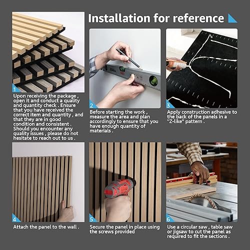 Miniatura 9 de Art3d Paquete de 2 paneles acústicos de madera de 108 x 12 pulgadas para pared, paneles de listones de madera insonorizados para pared y techo,