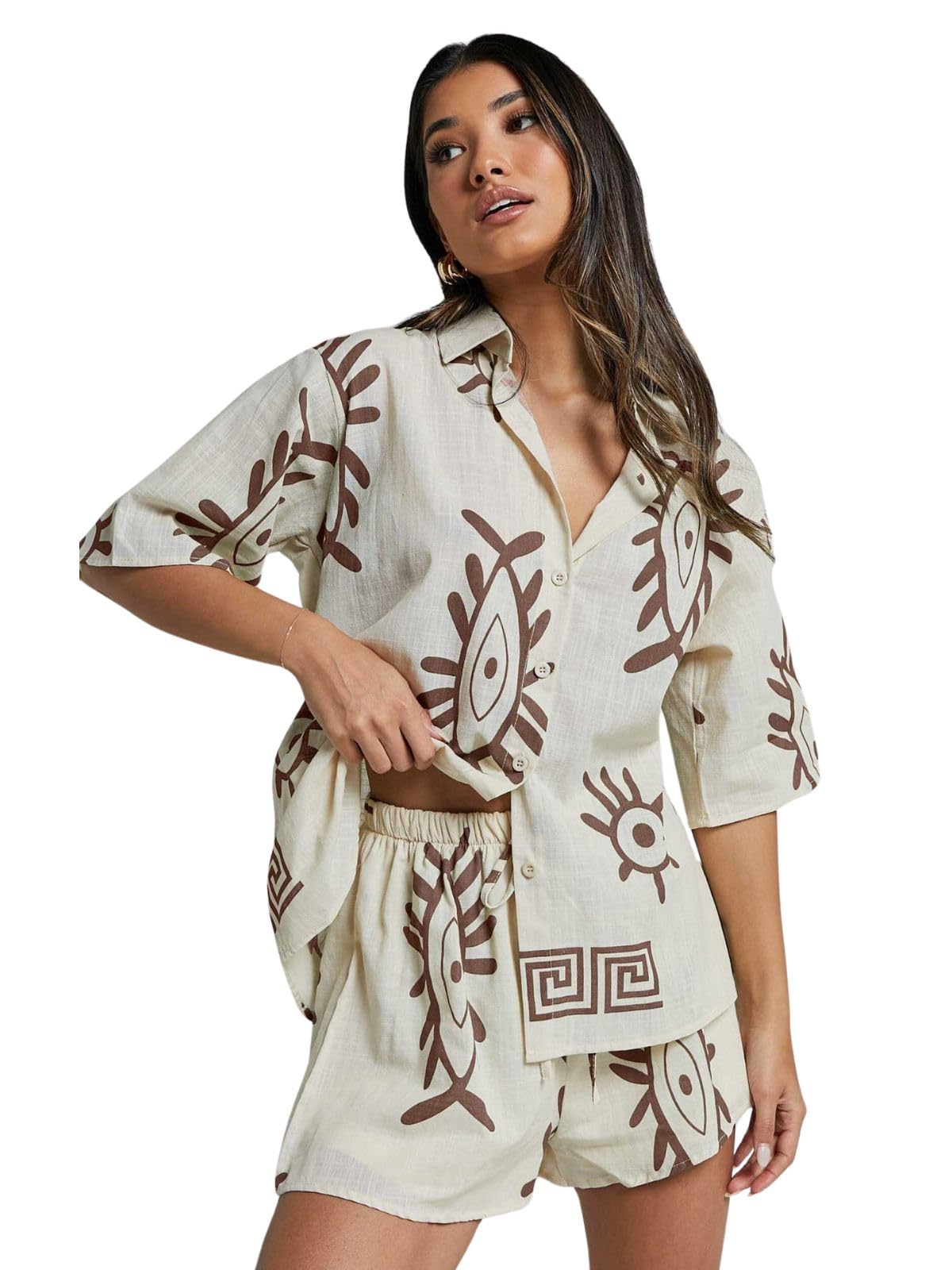 Leriya Fashion Co-ord - Conjunto de pijama elegante para mujer, conjunto de pijama de verano para mujeres y niñas para playa y vacaciones, traje de noche para mujer, conjunto de pijama estampado de