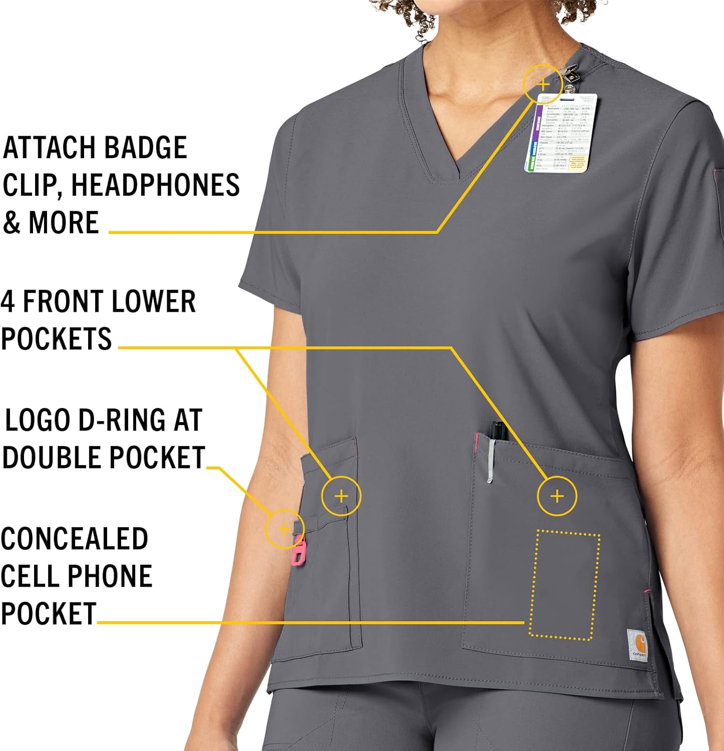Carhartt Cross-Flex Scrubs for Women, V-Neck Scrub Tops - Image 4