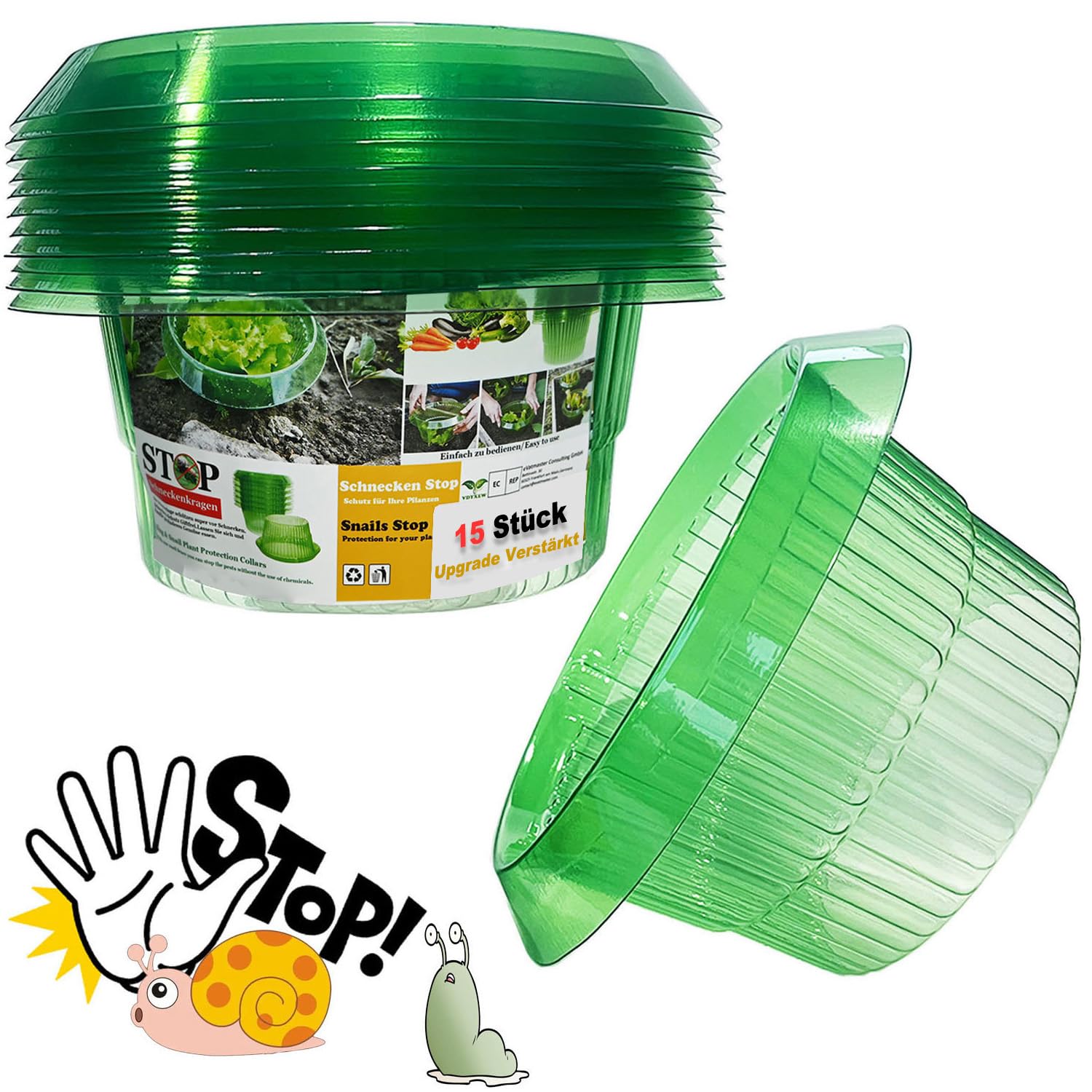 Collerette Anti-escargots pour Plantes de Salade, Protection sans Produits Chimiques, Plastique (15 pièces)