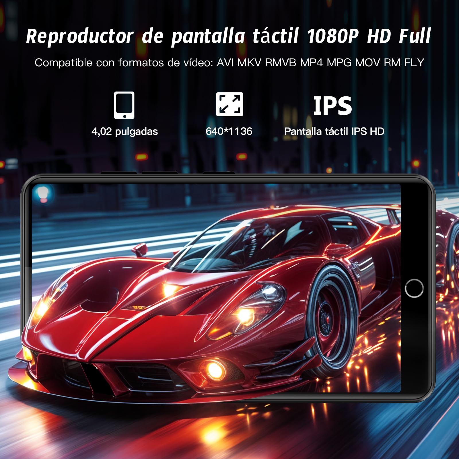 96GB MP3 Player con Bluetooth y WiFi, 4.02" IPS HD MP4 Player con Altavoces, Reproductor de música para niños con Android 13 OS, Android MP4 MP3 Player con Control Parental, Play