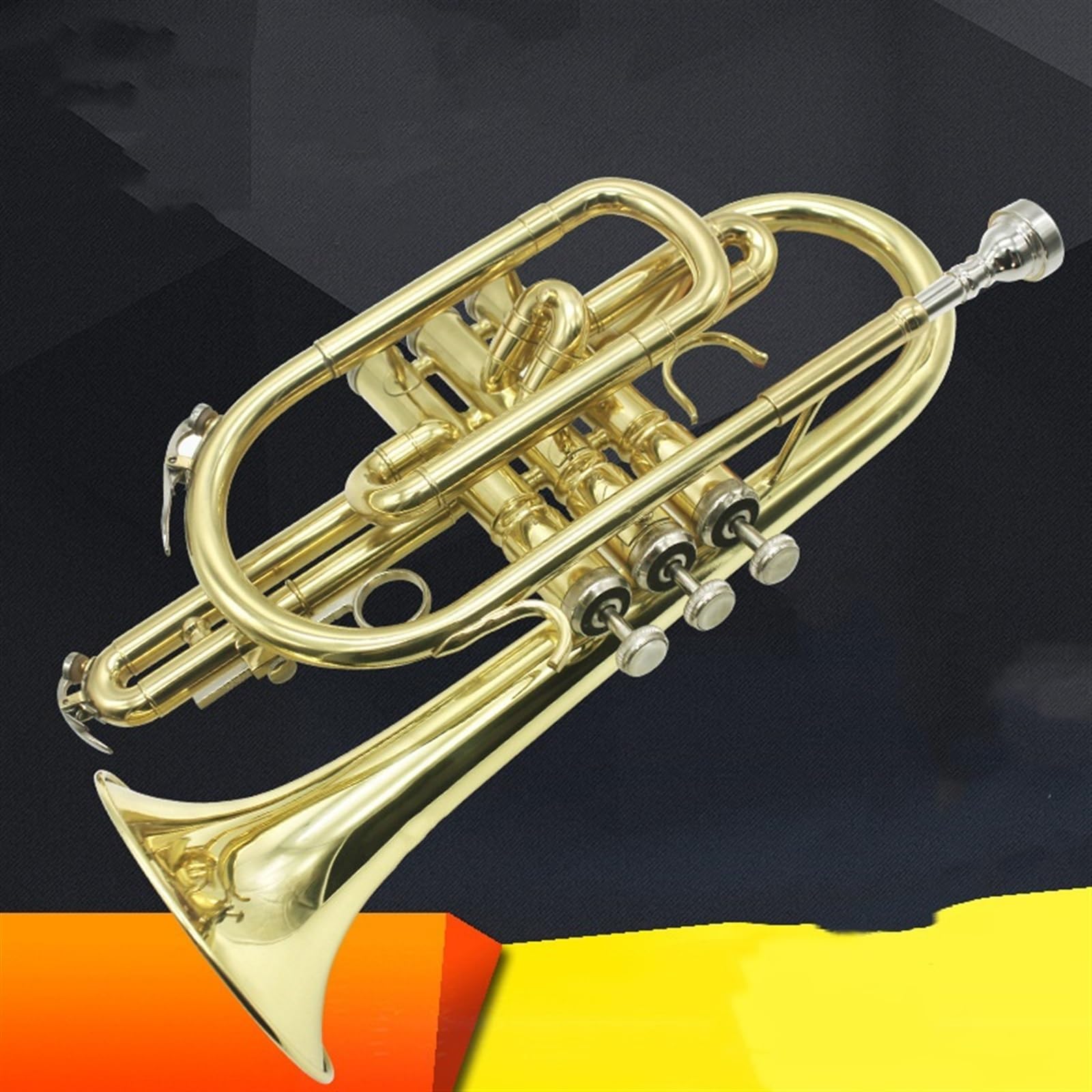 instrument muzyczny trąbka Trąbka Kornetowa BB, Instrument Dęty Blaszany Profesjonalny Kornet