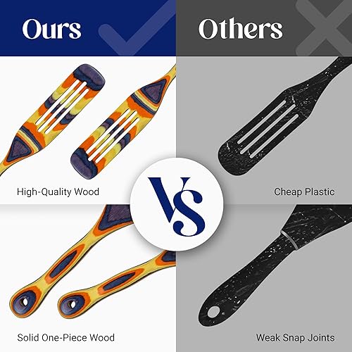 Miniatura 5 de Utensilios de cocina de madera de Pakkawood, juego de utensilios de madera para cocinar, cuchara ranurada, espátula, herramientas de cocina no