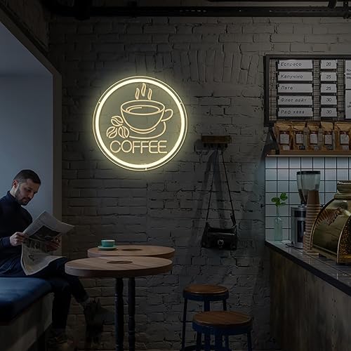 Miniatura 7 de Letrero LED de neón para cafetería, letreros de neón para pared, regulables, para cafetería, cafetería, hogar, bar, restaurante, negocios, café,