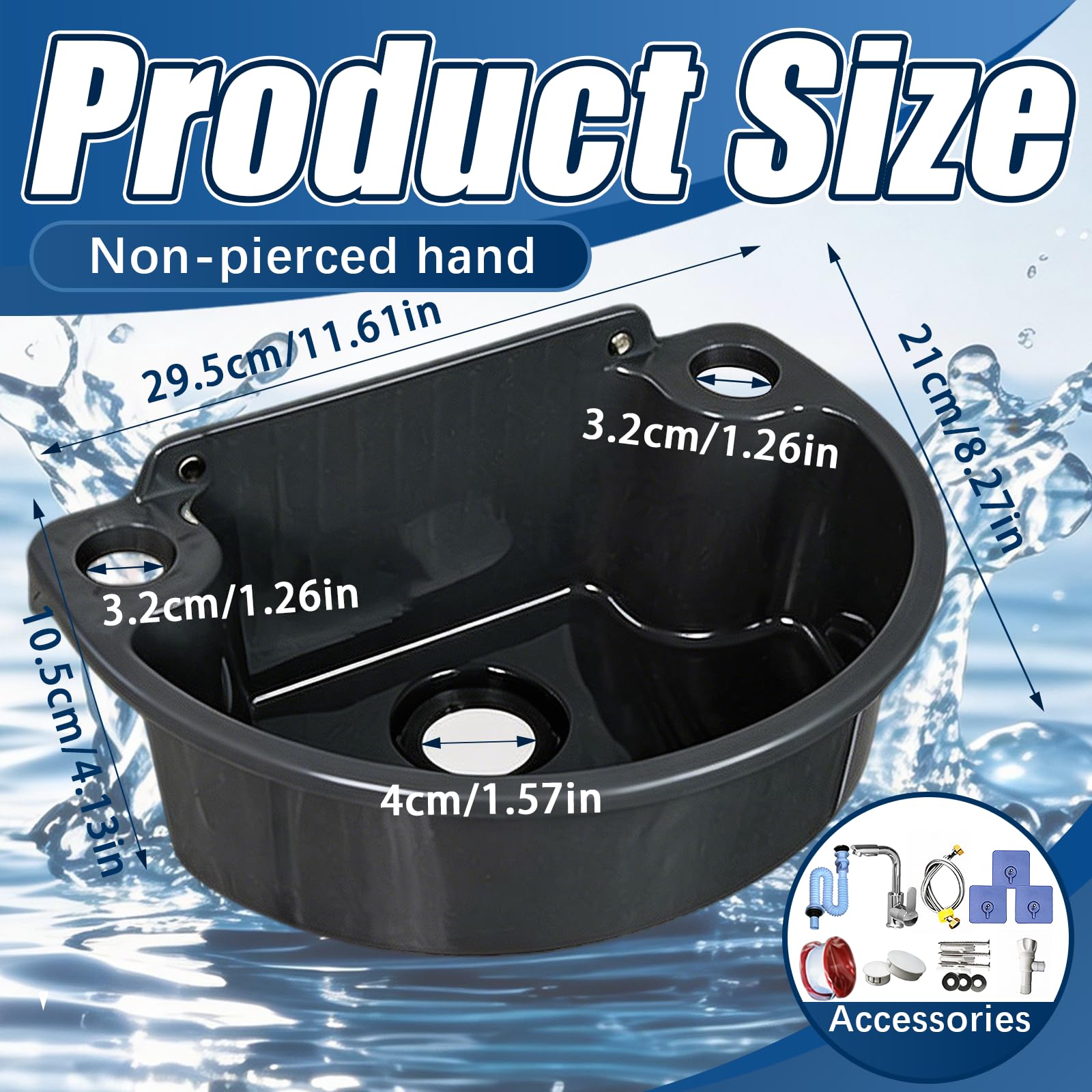 Lavabo da Parete in Plastica con Rubinetto Miscelatore, Set Completo con Tubi di Scarico e Alimentazione Lavandino Compatto per Bagno Giardino e Campeggio (Grigio)