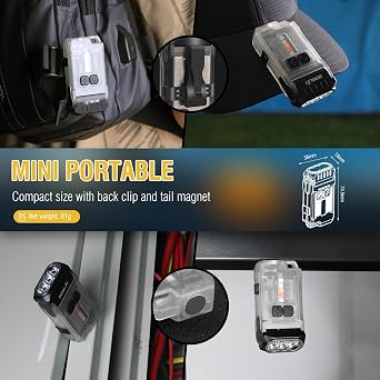 BORUIT V15 LED Small Powerful EDC Flashlight with Warm White Red Light,Bright 1200LM USB C Rechargeable 10 Modes Mini Pocket Keychain Flash Light with Clip,IP67 Waterproof,80Head Swivels,Tail Magnet