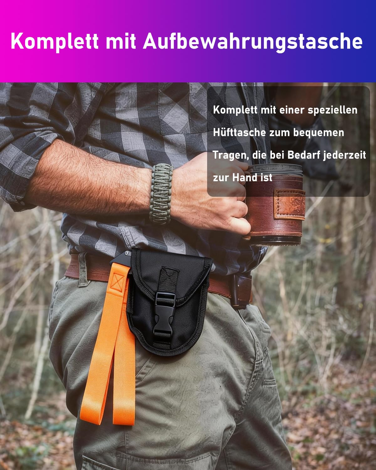 33 Zähnen Handkettensäge, ANVINKU 65,5 cm Hand Kettensäge mit Gürteltasche, Seilsäge Survival Ausrüstung, Carbonstahl Handsäge für Survival, Camping & Outdoor