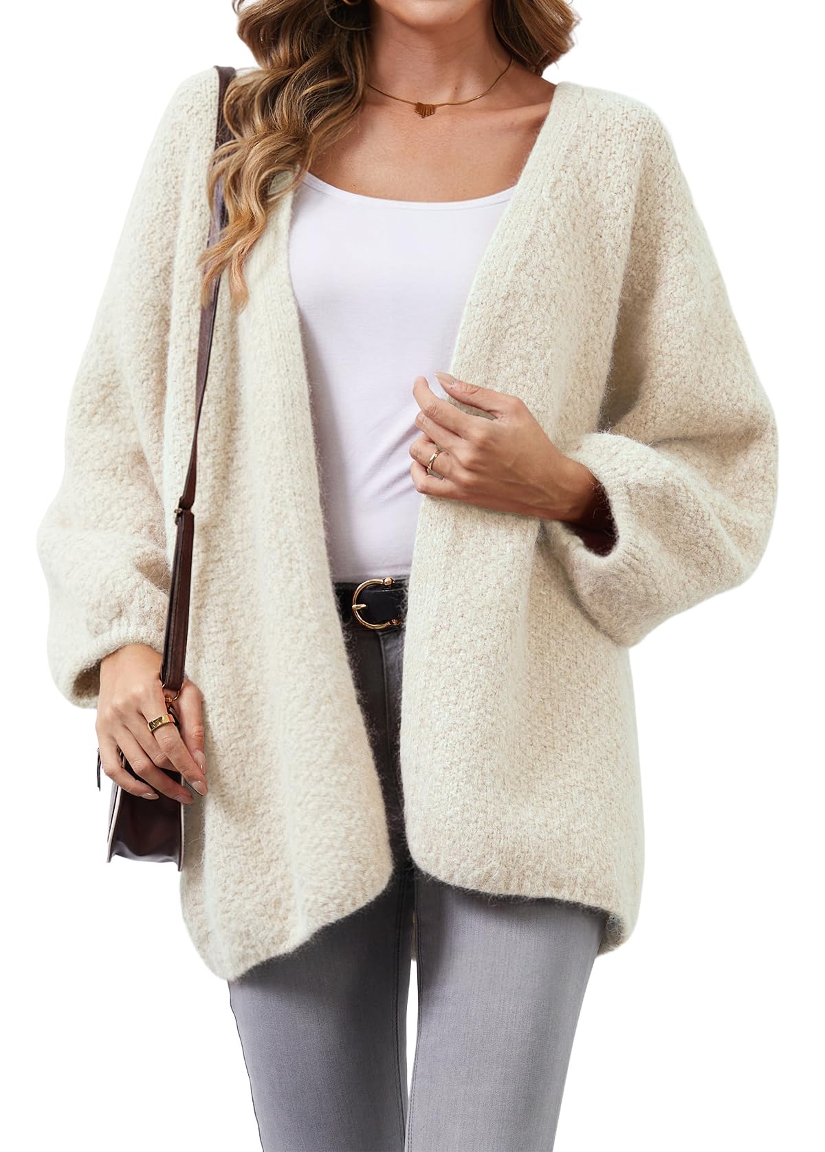 YUTILA Damen Strickjacke Oversize, Einheitsgröße S-XL