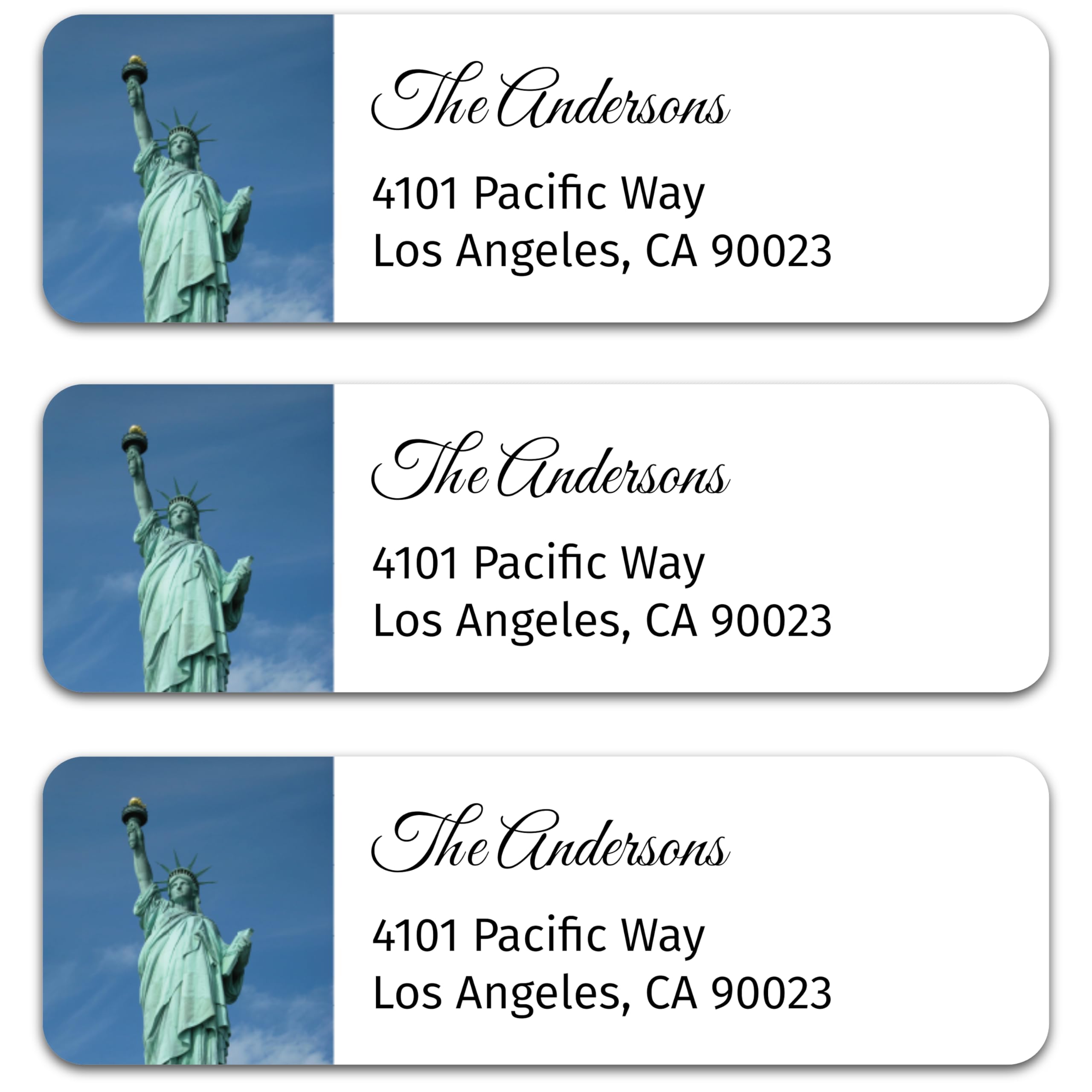 Personalized Patriotic Return Address Labels, Self-Adhesive Address Stickers on Sheets, 50-1000 Labels (Statue of Liberty Photo)