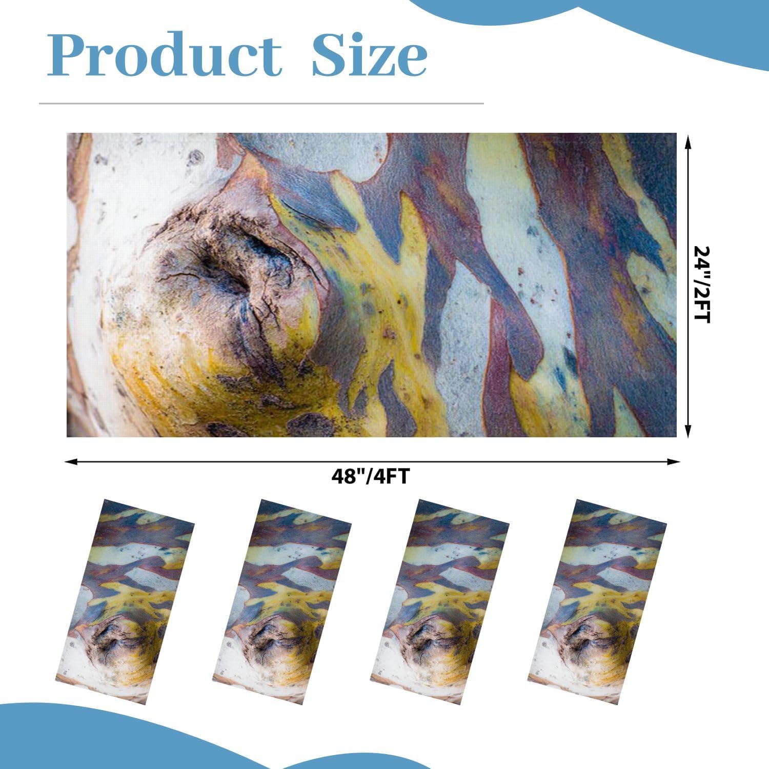 Fluorescent Light Covers for Ceiling Lights Eucalyptus Tree bark Texture Colourful Natural Abstract Easy to Install Magnetic Light Filter for Classroom Office Hospitals School Home Decor