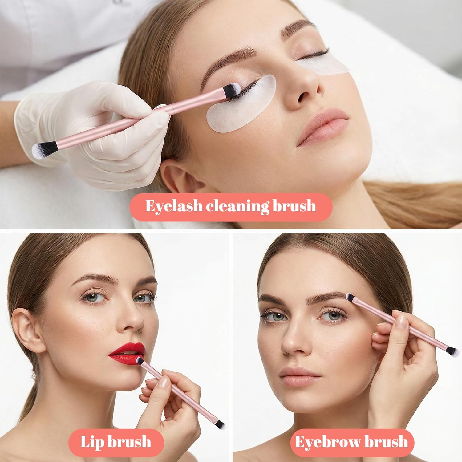 50Pcs Eyeshadow Smudge Brush 2 in 1 Eyeshadow Double Ended Concealer Brush Under Eye Small Soft Firm Pointed Foundation Makeup Applicator for Blending Eye Shadow Liner(Rose Gold)