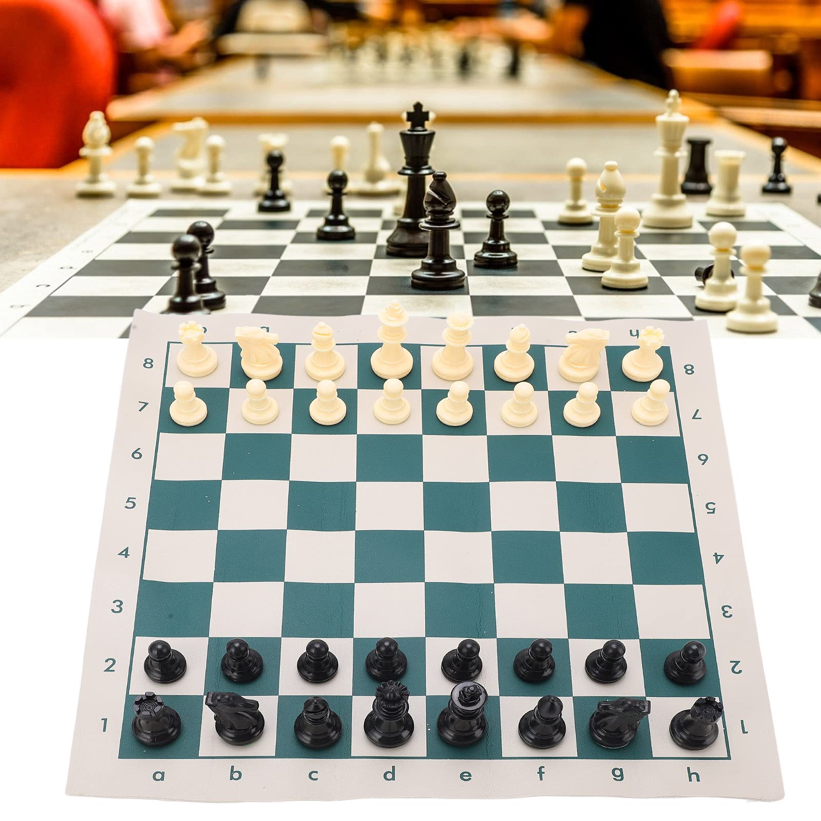 Tyenaza Portable Chess, PVC Portable Chess Travel Folding Sets Indoor Outdoor Play Relaxation