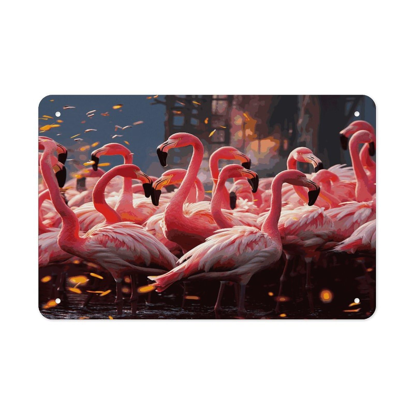 Fodpand Style Flamingos Partying Wall Art Metal Signs Tin Sign