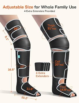 ALLJOY Leg Massager for Circulation and Pain Relief FSA, Gifts for Men Women Dad Mom, Leg Massager with Heat and Compression, 2 Heat 5 Modes 4 Intensities 4 Extenders