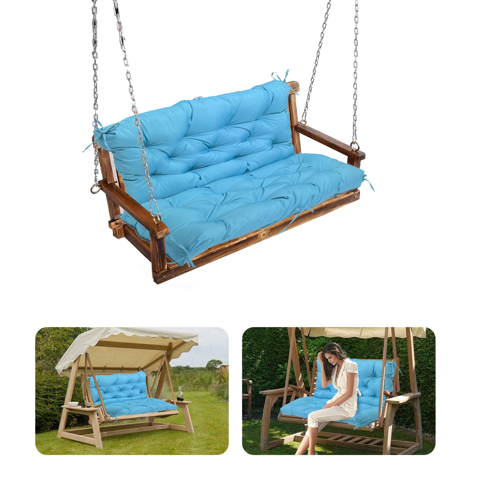 Porch Swing Cushions, Swing Cushions for Outdoor Furniture, Non-Slip and Easy-to-Clean Replacement Cushions for Outdoor Swing, Available for 2-3