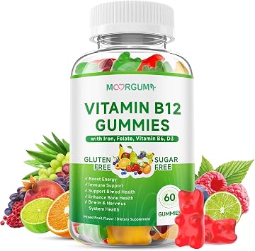 1 Pack Methyl B-12 3000mcg Gummies for Kids & Adults, Vitamin B12 Methylcobalamin with Vitamin B6, Folate & D3, Supports Energy, Metabolism & Immune Wellness, 60 Count