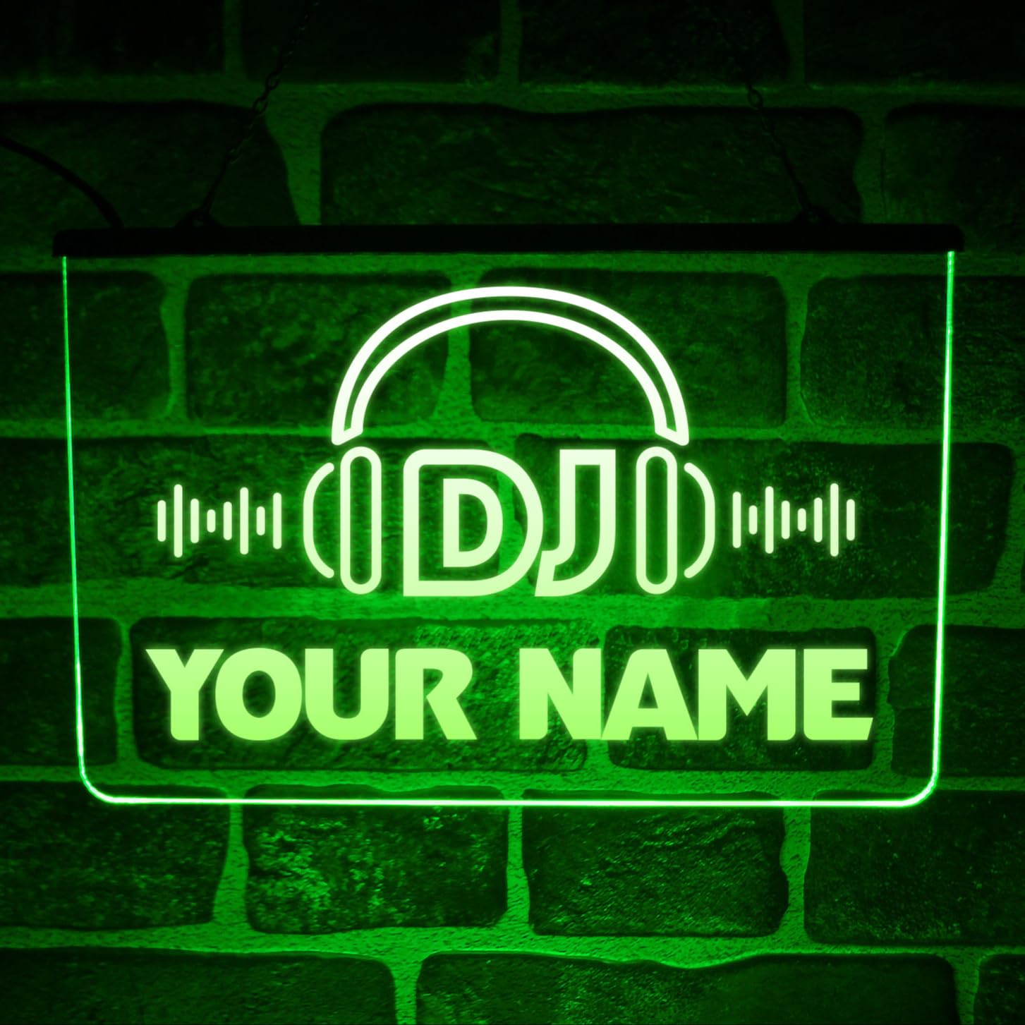 Paint The Town Led Green Personalised Dj Studio Neon Led Sign – Custom Light Up Name Plaque For Music Room, Radio Station, Booth Accessories – Unique Gift Ideas (Usb Powered) (Green)
