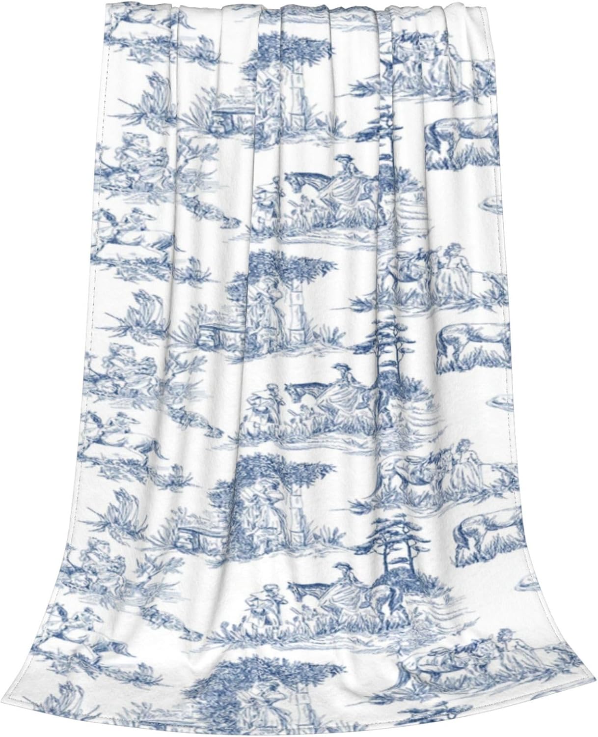 Soft Fleece Throw Blanket Toile De Jouy French Horse