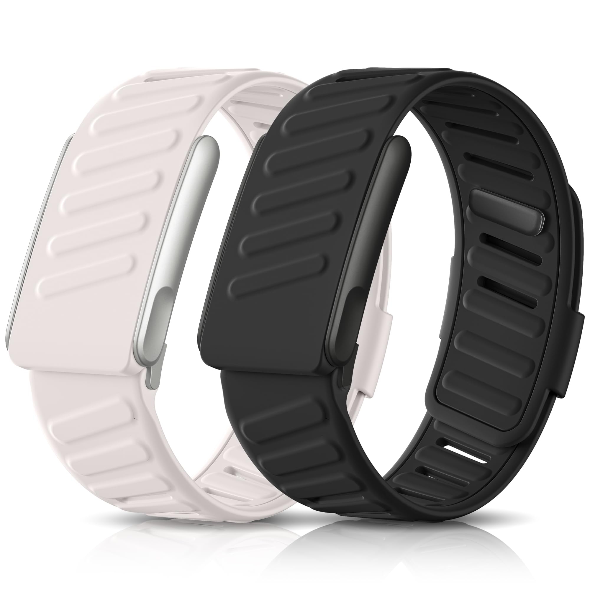 Getino 2 Pack Bands Compatible with Whoop 5.0 Bands One, Peak and MG/Life, Soft Silicone Breathable Waterproof Sport Adjustable Replacement Strap for Whoop Band 5.0 Women Men, Black/Starlight