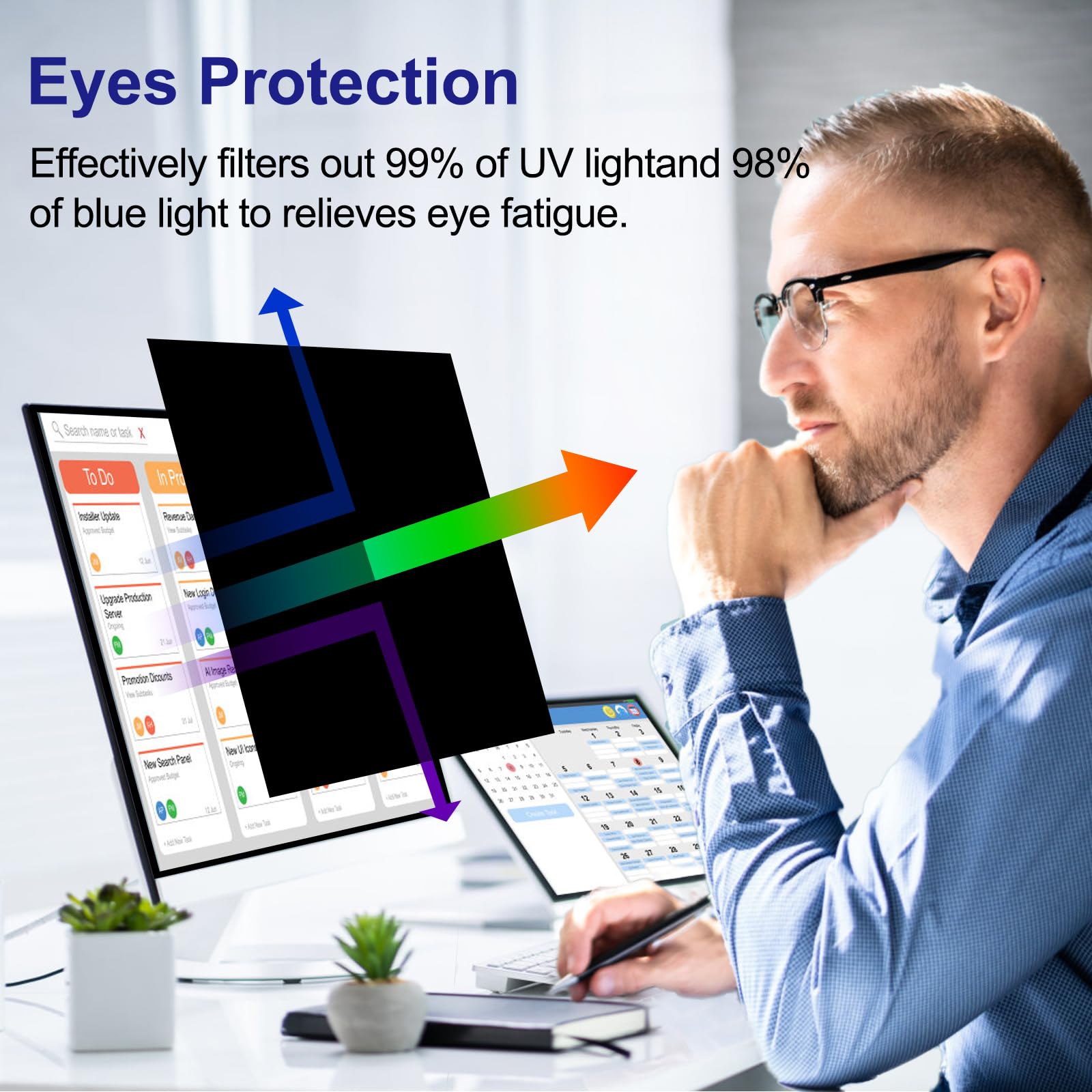 Filtro privacy per monitor del computer da 19 pollici per proporzioni 5:4, protezione degli occhi anti riflesso della luce blu, oscurante rimovibile anti spia desktop protezione filtro