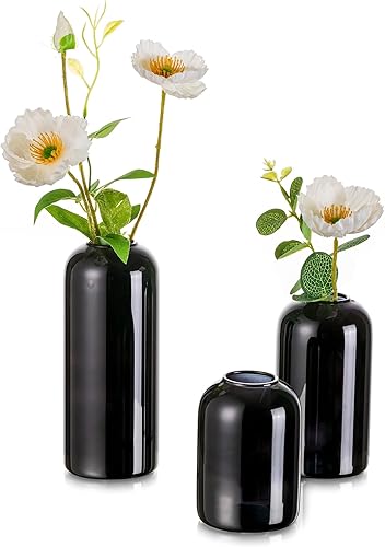 Miniatura 9 de Hewory - Jarrones de cristal para flores, juego de 6 jarrones pequeños de vidrio soplado modernos para centros de mesa, mini jarrón rosa a granel