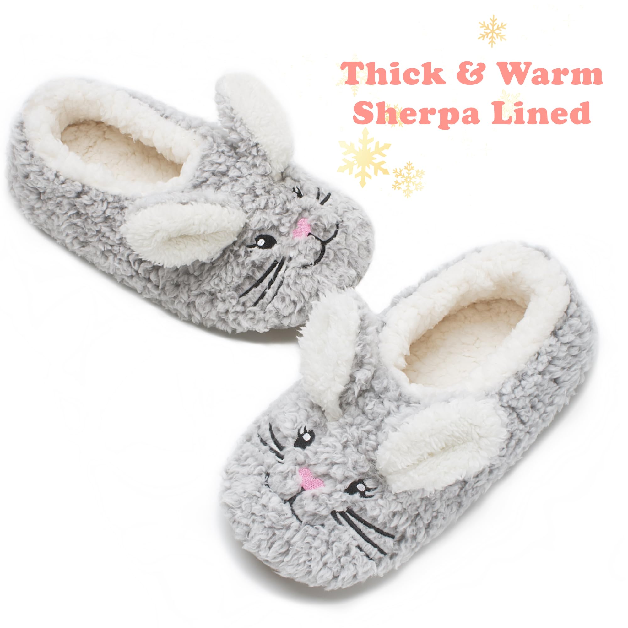 cosyone1997 Bonitas pantuflas de animales para niños, niñas y mujeres, calcetines peludos con suela antideslizante suave, regalos únicos para mamá y amantes de los animales