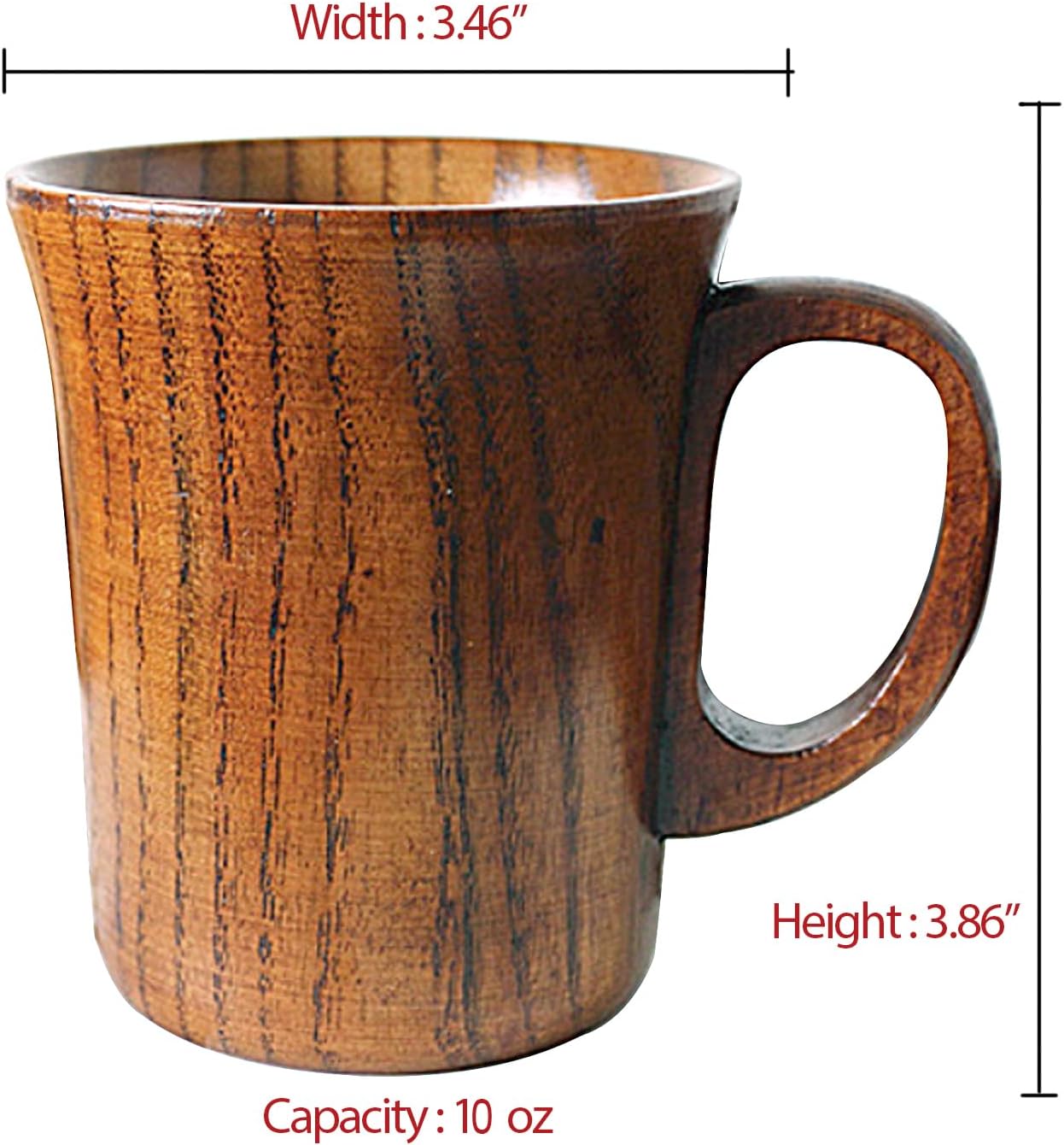 Wooden Coffee Beer Mugs Wood Cup Nature Jujube Mug Handmade Tea Cup with Handle 10 oz / 300ml image 2