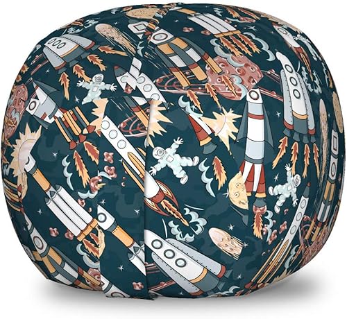 Miniatura 110 de Ambesonne Silla de almacenamiento de juguetes de galaxia, arte espacial de la galaxia, planetas del sistema solar, planetas, mercurio, urano,