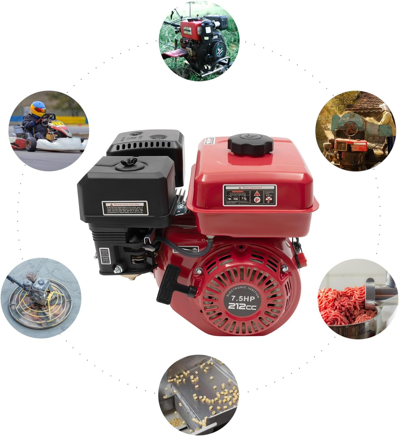 212cc 4-Stroke 7.5hp Engine, Type 170f Power Household Engine, Pull Start, 3600rpm, 3000w, Air-Cooled Cooling System