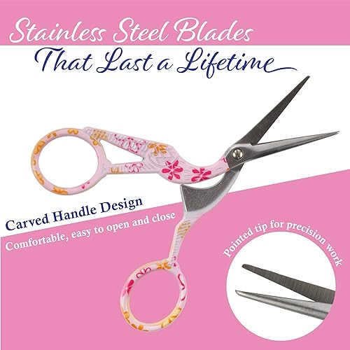 Vista 58 de JubileeYarn - Tijeras de cigüeñas de acero inoxidable para bordado, tamaño pequeño, color amarillo, 1 par Cigüeña Pequeña Amarillo