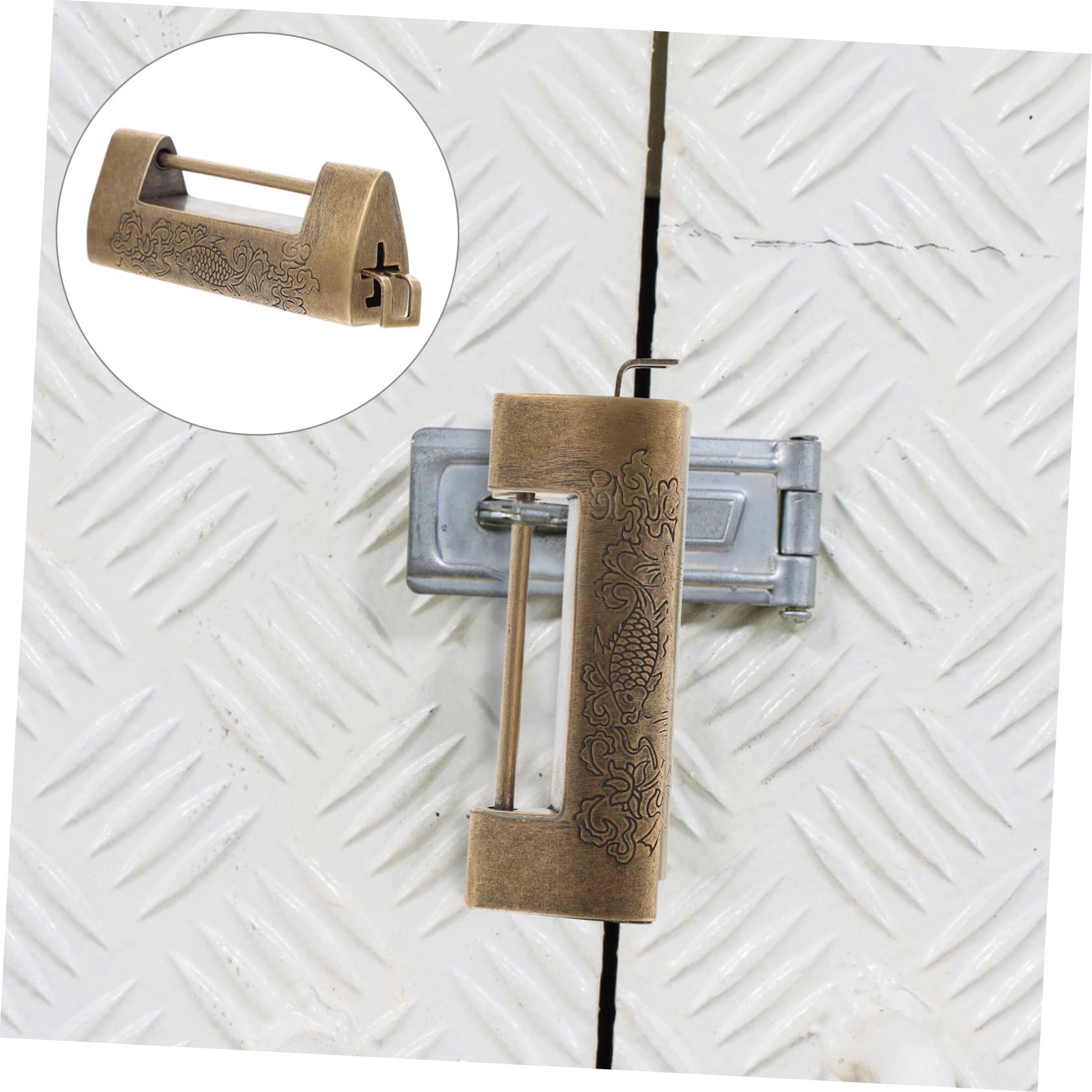 Mikikit 3sätze Vintage Graviertes Antikes Vorhängeschloss Aus Holz Chinesisches Design Für Schmuckkisten Und Truhen Abstand Antikbraun