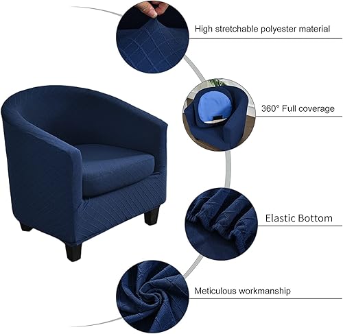 Miniatura 9 de NILUOH Fundas para silla club, 2 piezas, elásticas, estampadas, con barril redondo, antideslizantes, con parte inferior elástica para bar, sala de