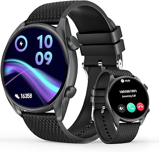 Smart Watches for Men Women(Answer/Make Calls), 1.43" AMOLED HD with 100+ Sport Modes, Heart Rate/Sleep Monitor/Steps/Calories/IP68 Waterproof Fitness Tracker, smartwatch for Android iOS,Black