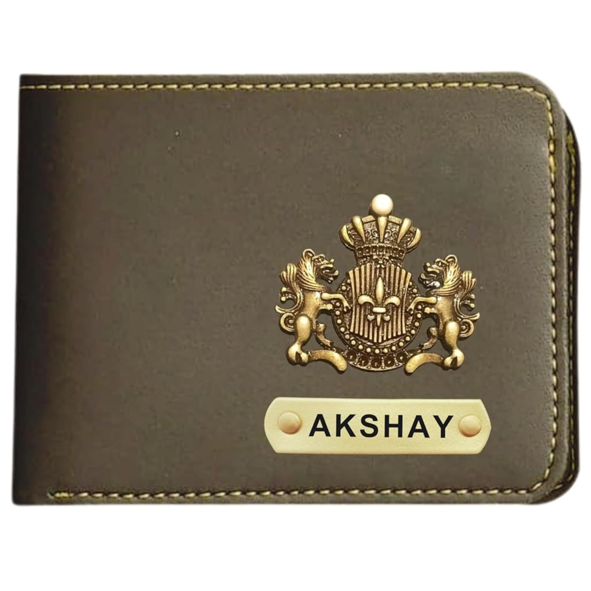 genuine leather customised wallet for men - customised birthday gift - grey