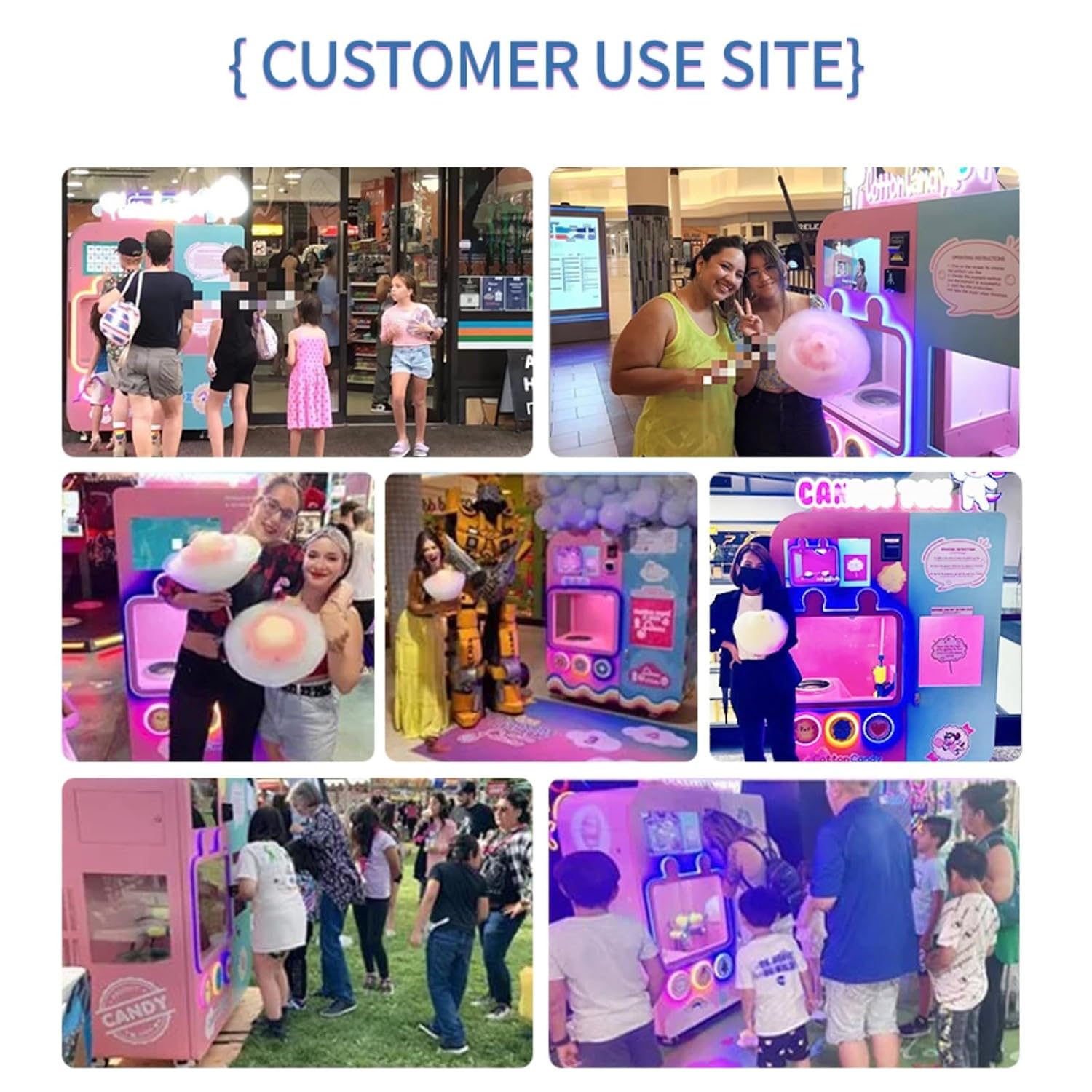 Customized Automatic Cotton Candy Vending Machine Portable Floss Maker for Parks Malls Commercial Events Use