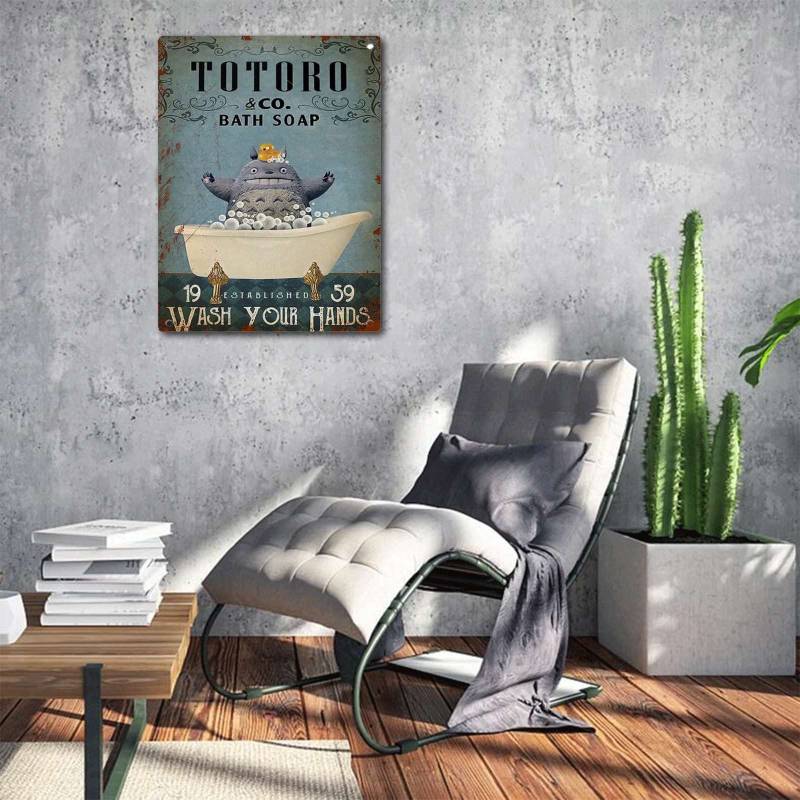 viemso Tin Sign Totoro Bathroom Totoro Bath soap Toilet Decoration was Established in 1959 Fun Home Decor Bistro Cartel de Chapa Decoración de pared 12x16inch - Image 3