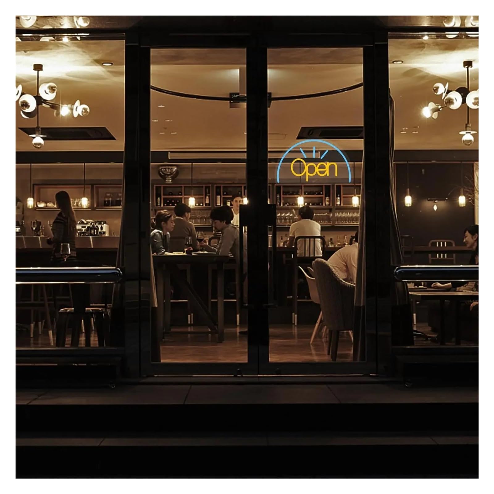 Luz de Diseño de Digital Letrero De Neón Abierto, Luz LED Con Interruptor Regulable Por USB, Para Escaparates, Bares, Restaurantes, Cafeterías,25cmx41cm