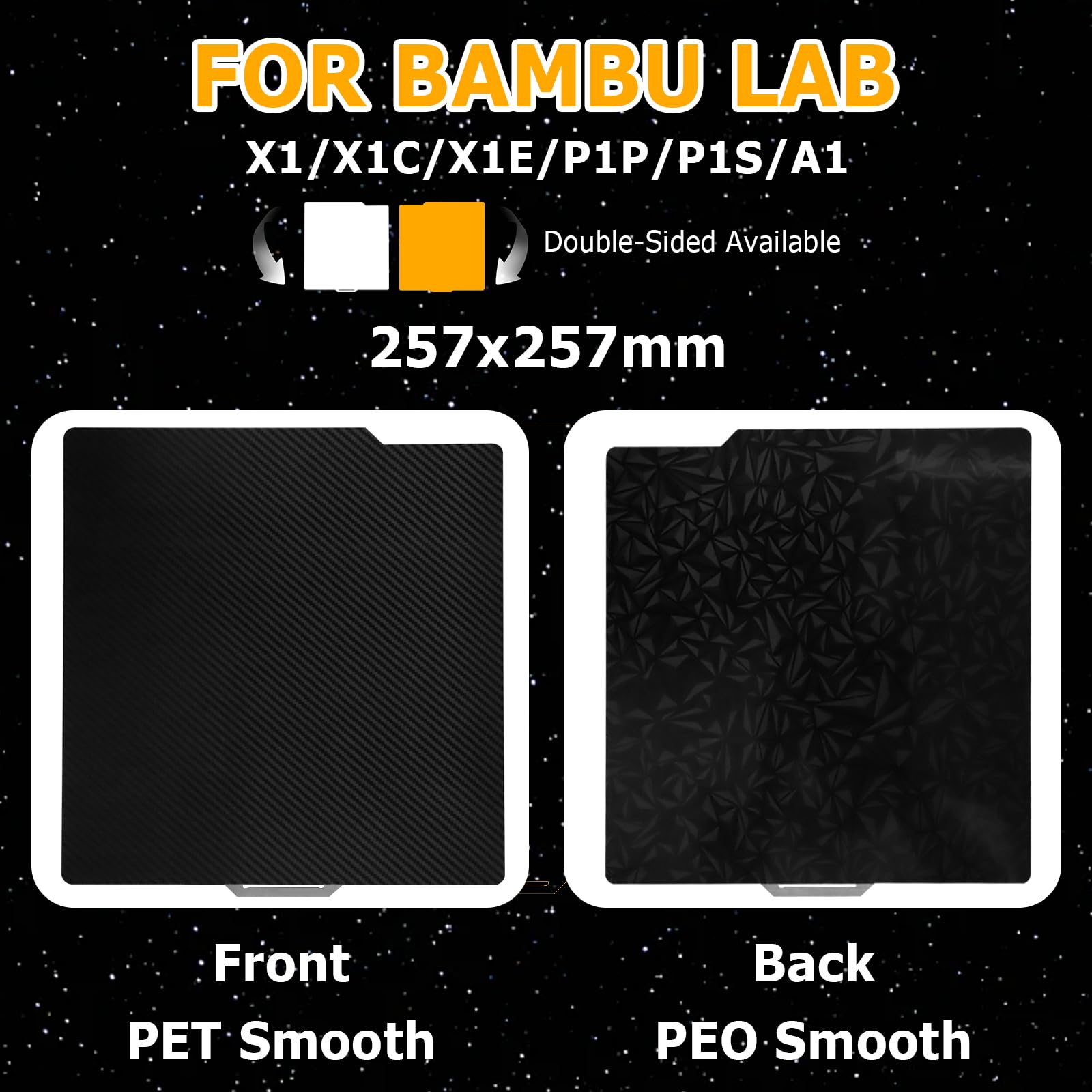 Bambulab dwustronna płyta drukarska PEO + PET do Bambu Lab X1, X1C, X1E, P1P, P1S, A1, 257 x 257 mm, magnetyczna sprężyna stalowa płyta drukarska 3D